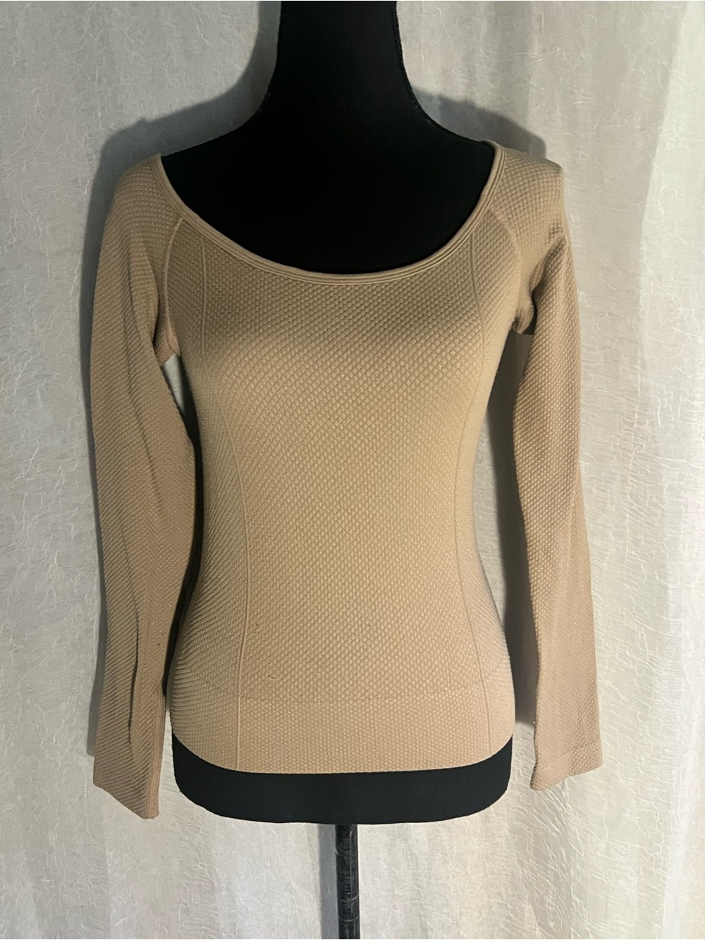 Aura Beige super stretchy Textured long sleeve top